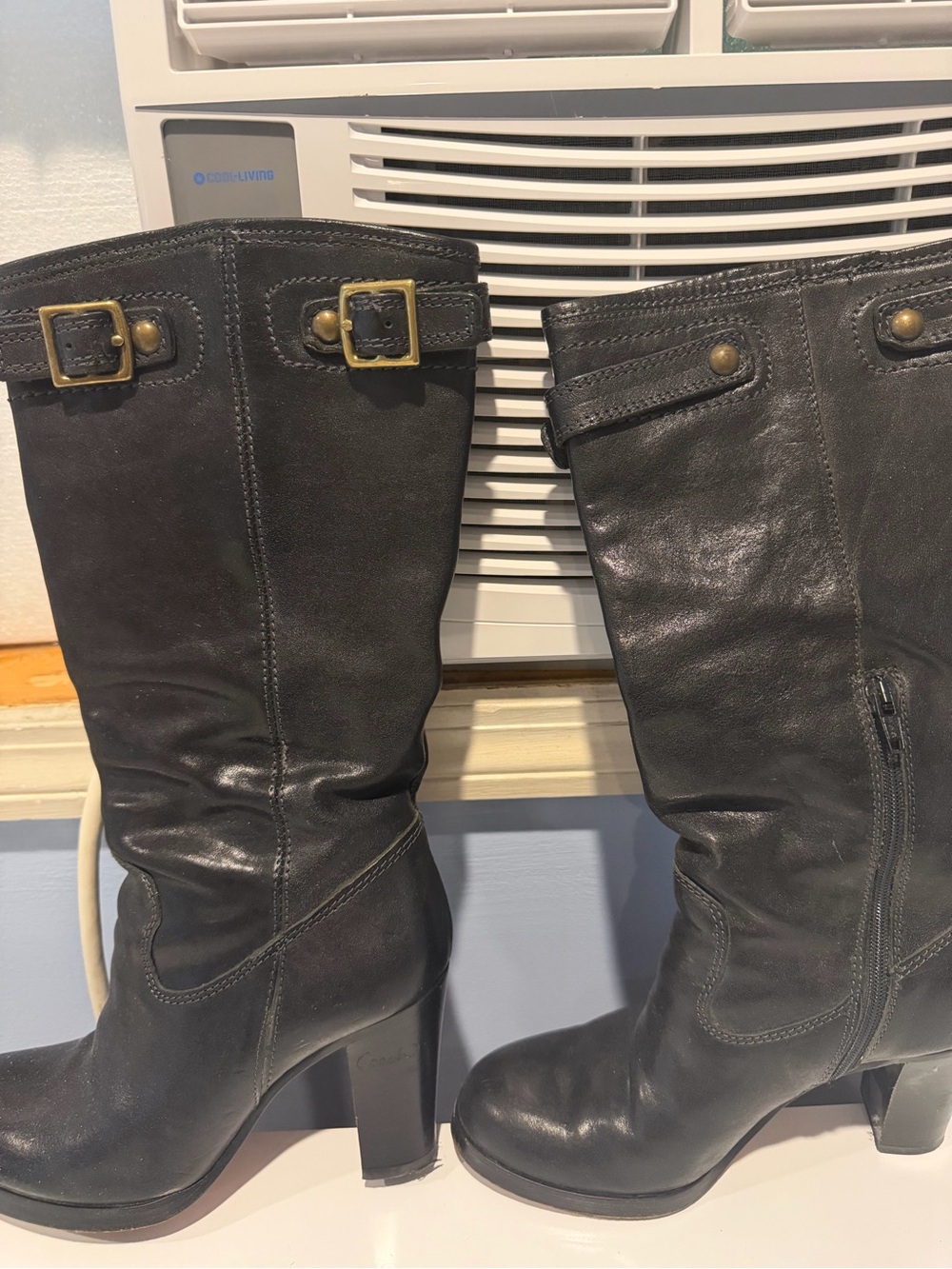 Coach Black Leather Knee-High Women's Boots